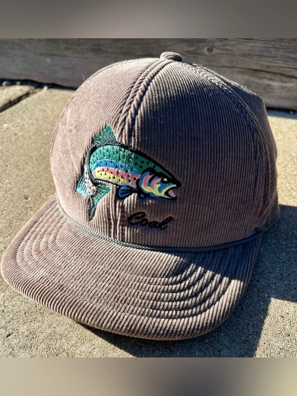 Coal Corduroy Trout Embroidered Cap - Grey